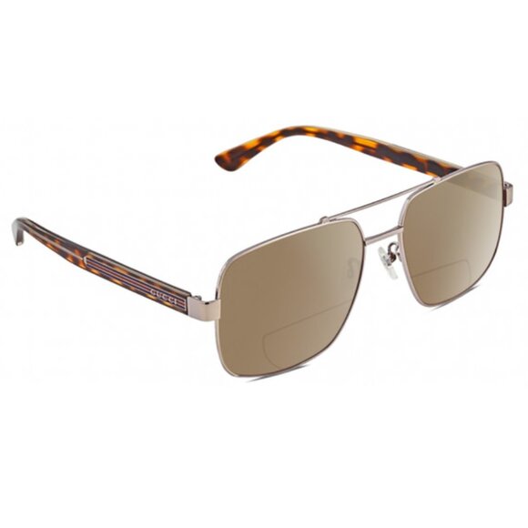 Gucci GG 0529S 002 Ruthenium Metal Aviator Sunglasses Brown Lens, 60-17-145